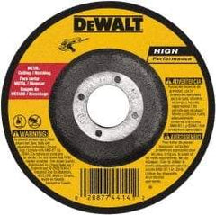 DeWALT - 24 Grit, 9" Wheel Diam, 3/32" Wheel Thickness, 7/8" Arbor Hole, Type 27 Depressed Center Wheel - Aluminum Oxide, Resinoid Bond, 6,600 Max RPM - Exact Industrial Supply