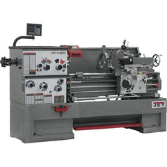 Jet - 14" Swing, 40" Between Centers, 230 Volt, Triple Phase Engine Lathe - 7MT Taper, 7-1/2 hp, 42 to 1,800 RPM, 3-1/8" Bore Diam, 40" Deep x 47" High x 97-1/2" Long - Exact Industrial Supply