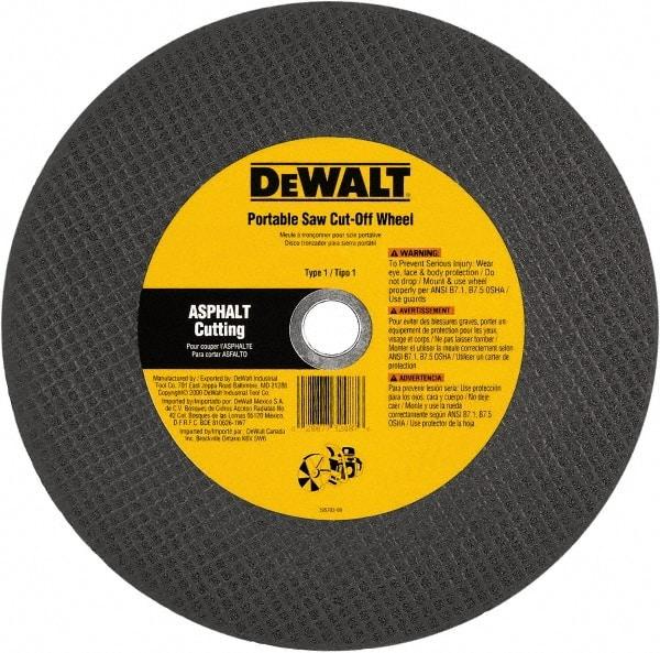 DeWALT - 12" 24 Grit Silicon Carbide Cutoff Wheel - 1/8" Thick, 1" Arbor, 6,400 Max RPM, Use with Gas Powered Saws - Exact Industrial Supply