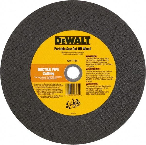 DeWALT - 12" 24 Grit Aluminum Oxide Cutoff Wheel - 1/8" Thick, 1" Arbor, 6,400 Max RPM, Use with Gas Powered Saws - Exact Industrial Supply