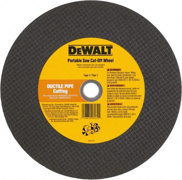 DeWALT - 12" 24 Grit Aluminum Oxide Cutoff Wheel - 1/8" Thick, 20mm Arbor, 6,400 Max RPM, Use with Gas Powered Saws - Exact Industrial Supply