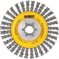 DeWALT - 5" OD, 5/8-11 Arbor Hole, Stringer Bead Steel Wheel Brush - 3/8" Face Width, 7/8" Trim Length, 0.02" Filament Diam, 12,000 RPM - Exact Industrial Supply