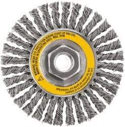 DeWALT - 4" OD, 5/8-11 Arbor Hole, Stringer Bead Stainless Steel Wheel Brush - 3/8" Face Width, 7/8" Trim Length, 0.02" Filament Diam, 20,000 RPM - Exact Industrial Supply