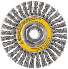 DeWALT - 4" OD, 5/8-11 Arbor Hole, Stringer Bead Stainless Steel Wheel Brush - 3/8" Face Width, 7/8" Trim Length, 0.02" Filament Diam, 20,000 RPM - Exact Industrial Supply