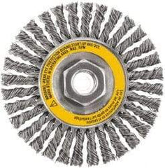 DeWALT - 4" OD, 5/8-11 Arbor Hole, Stringer Bead Stainless Steel Wheel Brush - 3/8" Face Width, 7/8" Trim Length, 0.02" Filament Diam, 20,000 RPM - Exact Industrial Supply