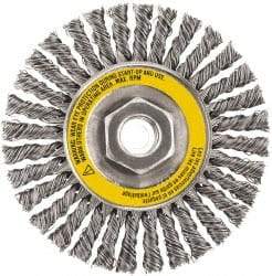 DeWALT - 6-1/2" OD, 5/8-11 Arbor Hole, Stringer Bead Stainless Steel Wheel Brush - 3/8" Face Width, 7/8" Trim Length, 0.02" Filament Diam, 9,000 RPM - Exact Industrial Supply