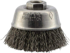 DeWALT - 3" Diam, 5/8-11 Threaded Arbor, Steel Fill Cup Brush - 0.014 Wire Diam, 13/16" Trim Length, 14,000 Max RPM - Exact Industrial Supply