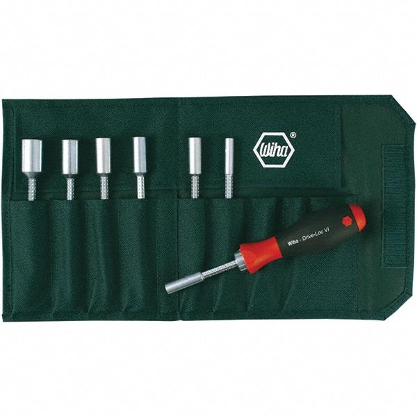 Wiha - 8 Piece, 3/16 to 1/2" Nut Driver Set - Standard Shaft, Cushion Grip Handle - Exact Industrial Supply