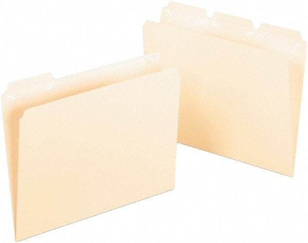 Pendaflex - 8-1/2 x 11", Letter Size, Manila, File Folders with Top Tab - 11 Point Stock, 1/3 Tab Cut Location - Exact Industrial Supply