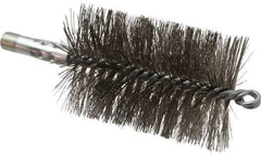 Schaefer Brush - 4-1/2" Brush Length, 3" Diam, Double Stem, Double Spiral Tube Brush - 7-1/4" Long, Stainless Steel, 1/4" NPSM Male Connection - Exact Industrial Supply