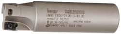 Iscar - 1" Cut Diam, 0.394" Max Depth of Cut, 1" Shank Diam, 3-3/4" OAL, Indexable Square Shoulder End Mill - AP..1003.., HM90 AP..1003.. Inserts, Weldon Shank, 90° Lead Angle, Series Heli2000 - Exact Industrial Supply