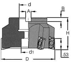 Iscar - 9 Inserts, 5" Cut Diam, 1-1/2" Arbor Diam, 0.56" Max Depth of Cut, Indexable Square-Shoulder Face Mill - 0/90° Lead Angle, 2.38" High, HM 90 ADKT 1505... Insert Compatibility, Series HM90 - Exact Industrial Supply