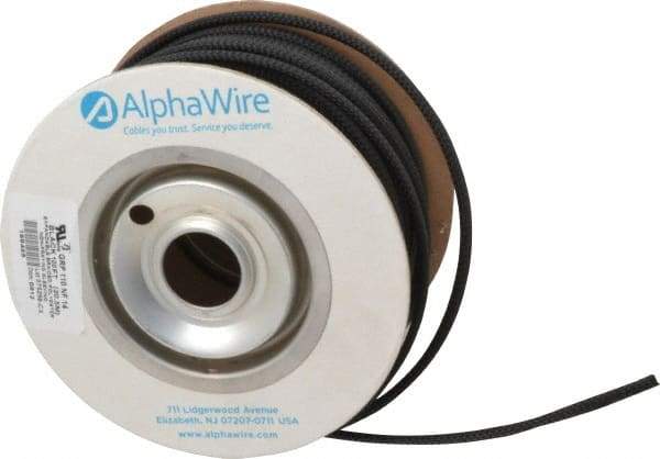 Alpha Wire - 11.13mm ID, Black PET Expandable Cable Sleeve - 100' Coil Length, -103 to 257°F - Exact Industrial Supply