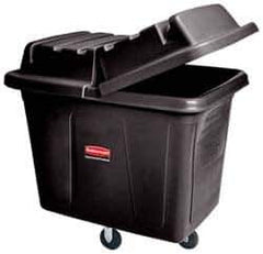 Rubbermaid - 400 Lb Load Capacity, 14 Cu Ft, Polyethylene Cube Truck - 31" Wide x 44-1/8" Long x 32-1/2" High, Black - Exact Industrial Supply