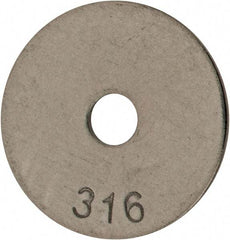 Value Collection - #10 Screw, Grade 316 Stainless Steel Fender Flat Washer - 13/64" ID x 1" OD, 0.04" Thick, Plain Finish - Exact Industrial Supply