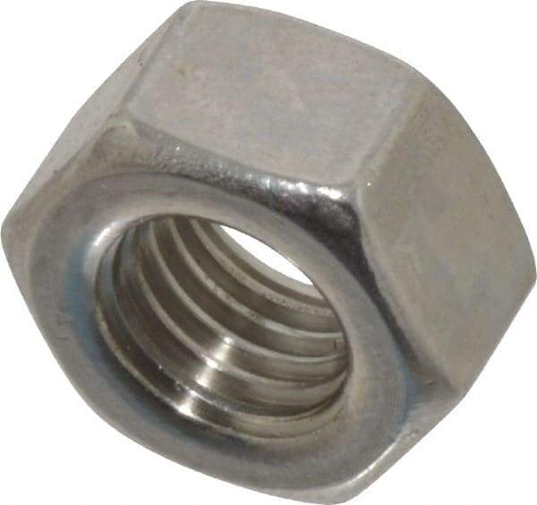 Value Collection - 5/16-24 UNF Stainless Steel Right Hand Hex Nut - 1/2" Across Flats, 7/64" High, Uncoated - Exact Industrial Supply