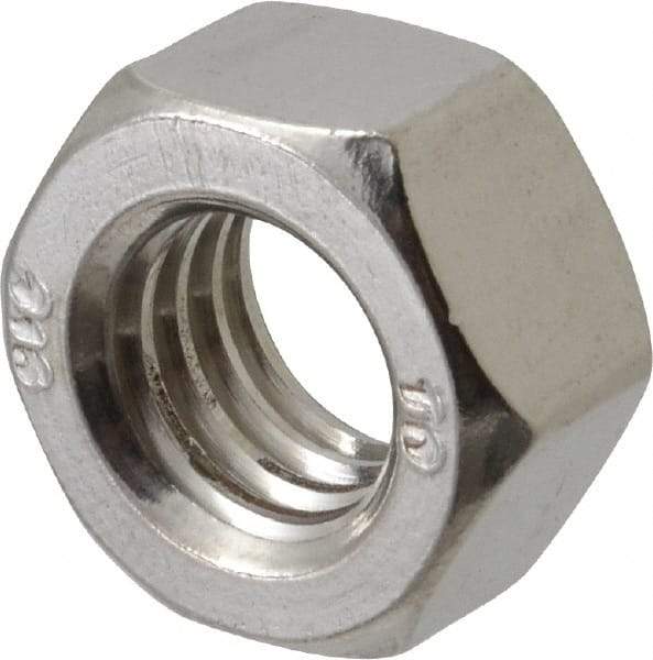 Value Collection - 7/16-14 UNC Stainless Steel Right Hand Hex Nut - 11/16" Across Flats, 3/8" High, Uncoated - Exact Industrial Supply