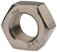 Value Collection - 7/16-20 UNF Stainless Steel Right Hand Hex Nut - 11/16" Across Flats, 3/8" High, Uncoated - Exact Industrial Supply