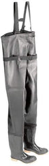 Dunlop Protective Footwear - Men's Size 9 Medium Width Steel Wader - Black, PVC Upper, 56-3/5" High, Cold Protection, Non-Slip, Waterproof - Exact Industrial Supply