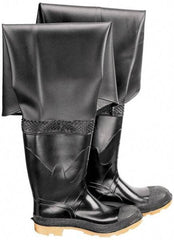 Dunlop Protective Footwear - Men's Size 7 Medium Width Steel Wader - Black, PVC Upper, 35" High, Cold Protection, Non-Slip, Waterproof - Exact Industrial Supply