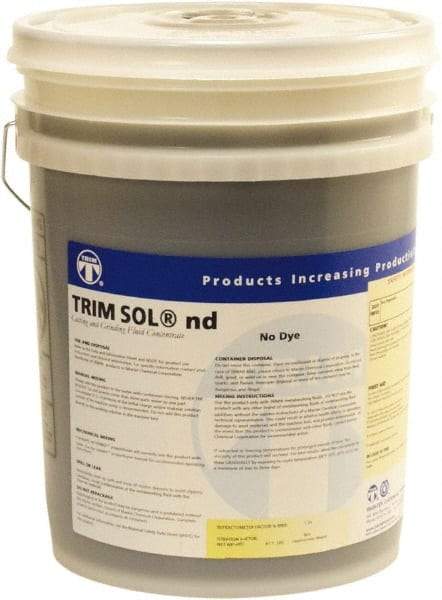 Master Fluid Solutions - Trim SOL nd, 5 Gal Pail Cutting & Grinding Fluid - Water Soluble, For Cutting, Grinding - Exact Industrial Supply