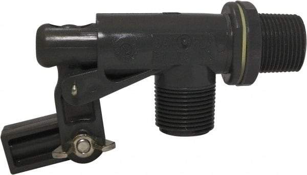 Control Devices - 3/4" Pipe, PVC, Angle Pattern-Single Seat, Mechanical Float Valve - 100 psi, MNPT End Connections - Exact Industrial Supply