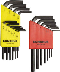 Bondhus - 17 Piece L-Key Hex Key Set - Hex Range 1/16 to 1/4", Protanium High Torque Steel - Exact Industrial Supply