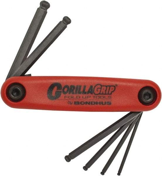 Bondhus - 6 Piece Fold-Up Hex Key Set - Hex Range 2 to 6mm, Protanium High Torque Steel - Exact Industrial Supply