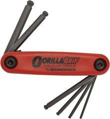 Bondhus - 6 Piece Fold-Up Hex Key Set - Hex Range 2 to 6mm, Protanium High Torque Steel - Exact Industrial Supply