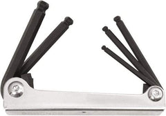 Bondhus - 5 Piece Fold-Up Ball End Hex Key Set - Hex Range 4 to 10mm, Protanium High Torque Steel - Exact Industrial Supply