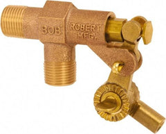 Control Devices - 3/4" Pipe, Brass, Angle Pattern-Single Seat, Mechanical Float Valve - 100 psi, MIP End Connections - Exact Industrial Supply