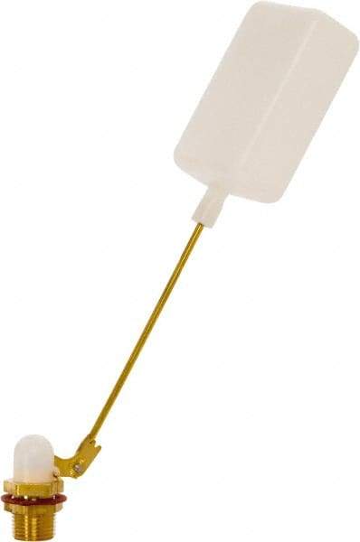 Control Devices - 1/2" Pipe, Brass, Angle Pattern-Single Seat, Mechanical Float Valve - 125 psi, MIP End Connections - Exact Industrial Supply
