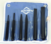 6 Piece Punch & Chisel Set -- #5RC; 5/32 to 3/8 Punches; 7/16 to 5/8 Chisels - Exact Industrial Supply