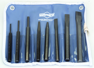 8-Pc. Punch & Chisel Set; includes 3 Punches; 1center punch; 1 solid punch; 3 cold chisels - Exact Industrial Supply
