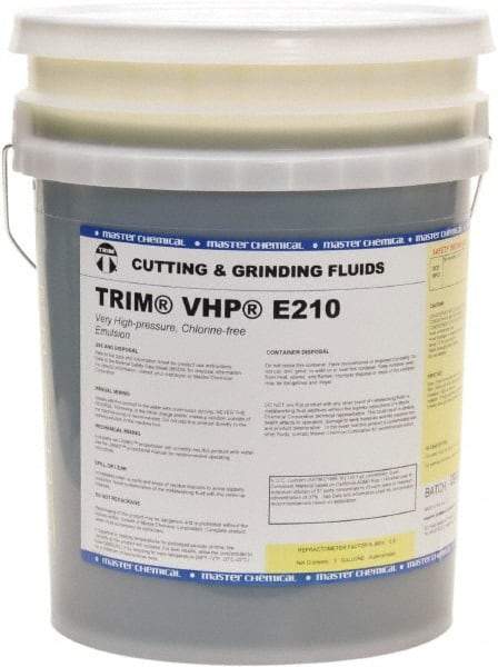 Master Fluid Solutions - Trim VHP E210, 5 Gal Pail Cutting & Grinding Fluid - Water Soluble, For Grinding, Drilling, Gundrilling, Gunreaming - Exact Industrial Supply