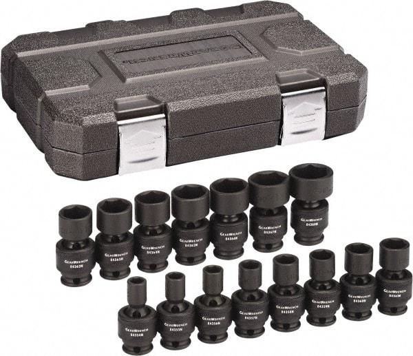 GearWrench - 15 Piece 3/8" Drive Universal Standard Impact Socket Set - 6 Points, 8 to 22mm, Metric Measurement Standard - Exact Industrial Supply