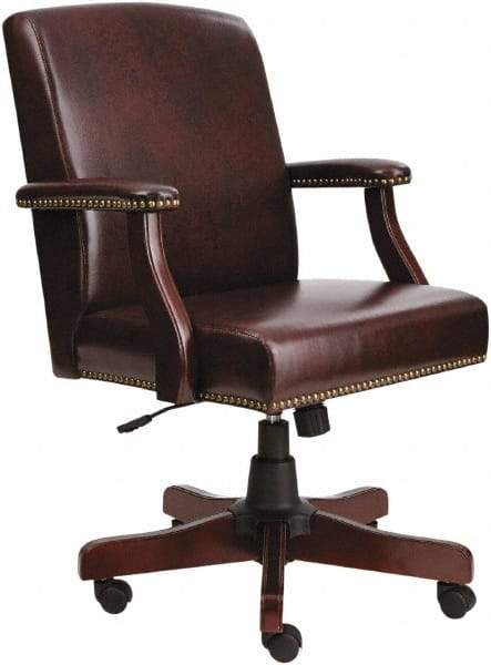 ALERA - 36-5/8 to 42-7/8" High Mid Back Chair - 26" Wide x 28" Deep, Vinyl Seat, Mahogany - Exact Industrial Supply