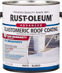 Rust-Oleum - 1 Gal Can White Elastomeric Roof Coating - 65 Sq Ft/Gal Coverage, Mildew Resistant, Long Term Durability & Weather Resistance - Exact Industrial Supply