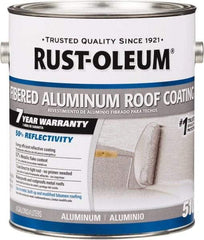 Rust-Oleum - 1 Gal Can Aluminum Fibered Aluminum Roof Coating - 50 Sq Ft/Gal Coverage, 459 g/L VOC Content, Mildew Resistant, Long Term Durability & Weather Resistance - Exact Industrial Supply
