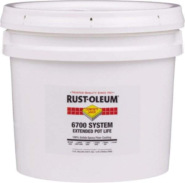 Rust-Oleum - 2 Gal Pail Light Gray Epoxy Floor Coating - 100 Sq Ft/Gal Coverage, <100 g/L g/L VOC Content, Low Odor & Low VOC - Exact Industrial Supply