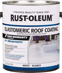 Rust-Oleum - 1 Gal Can White Elastomeric Roof Coating - 65 Sq Ft/Gal Coverage, Mildew Resistant, Long Term Durability & Weather Resistance - Exact Industrial Supply