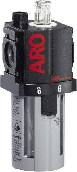 ARO/Ingersoll-Rand - 1/4" NPT, 150 Max psi Compact Modular Lubricator - Polycarbonate Bowl, Aluminum Body, 51 CFM, 125°F Max Temp, 2.2 Long x 2.24" Wide x 5.98" High - Exact Industrial Supply