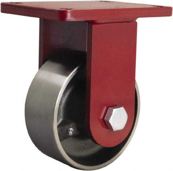 Hamilton - 6" Diam x 2-1/2" Wide x 8-1/2" OAH Top Plate Mount Rigid Caster - Forged Steel, 3,500 Lb Capacity, Straight Roller Bearing, 5-1/2 x 7-1/2" Plate - Exact Industrial Supply