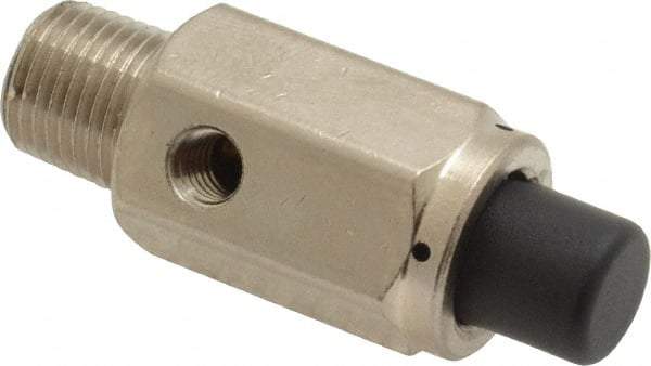 Specialty Mfr - 1/8M Non Exhaust Push Button Valve - 0.15 CV Rate, 150 Max psi, Normally Closed Actuator - Exact Industrial Supply