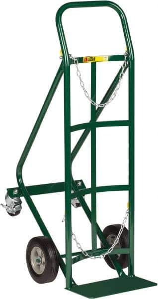 Little Giant - 800 Lb Capacity 40" OAH Cylinder Hand Truck - 8 x 14" Base Plate, Continuous Handle, Steel, Solid Rubber Wheels - Exact Industrial Supply