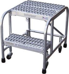 Cotterman - 20" 2 Step Rolling Warehouse Ladder - Rolling Safety Ladder, 350 Lb Capacity, 20" Platform Height, 18" Base Width x 23" Base Depth, Serrated - Exact Industrial Supply