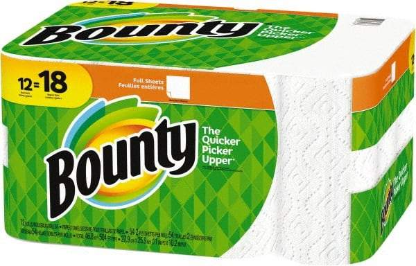 Bounty - Perforated Roll of 2 Ply White Paper Towels - 11" Wide - Exact Industrial Supply