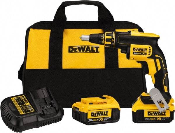 DeWALT - 20 Volt Lithium-Ion Battery Pistol Grip Cordless Screwdriver - 4,400 RPM, 266 In/Lb Torque - Exact Industrial Supply