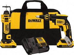 DeWALT - 20 Volt Cordless Tool Combination Kit - Includes Brushless Screwgun & Drywall Cutout Tool, Lithium-Ion Battery Included - Exact Industrial Supply