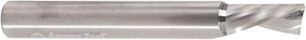 Amana Tool - 3/8" Cutting Diam x 3/4" Length of Cut, 1 Flute, Downcut Spiral Router Bit - Uncoated, Right Hand Cut, Solid Carbide, 3" OAL x 1/4" Shank Diam, 30° Helix Angle - Exact Industrial Supply